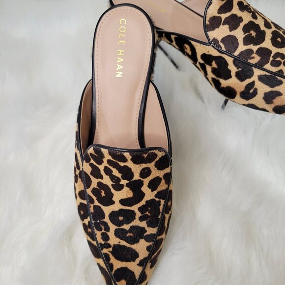 COLE HAAN Calf Hair Animal Print Mules NEW Size 8.5 - Picture 3 of 9